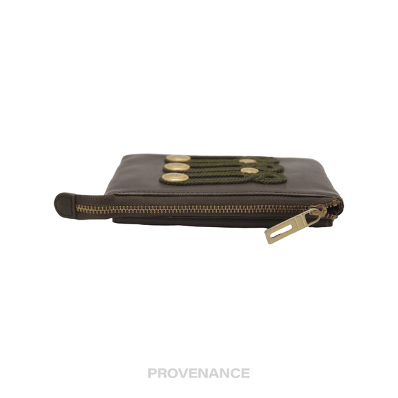 🔴 Balmain Cles Zip Pouch Wallet - Olive Leather - Picture 4 of 8